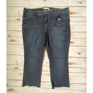 Slink Curvy Dark Blue Distressed Cropped Denim Jeans Size 18